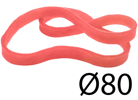 legatoria Elastici a fascetta diametro 80mm ROSSO, sezione 1x5mm LEG4414
