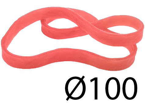 legatoria Elastici a fascetta diametro 100mm ROSSO, sezione 1x5mm, dimensioni stese 5x180mm LEG4415