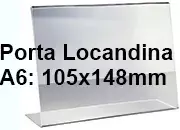 legatoria PortaLocandinaPlexiglass, DaTavoloMonofacciale, A6orizzontale, 105x148mm PortaCartello TRASPARENTE, in Plexiglass da 1,5mm, formato A6 (106x151mm) a disposizione orizzontale.