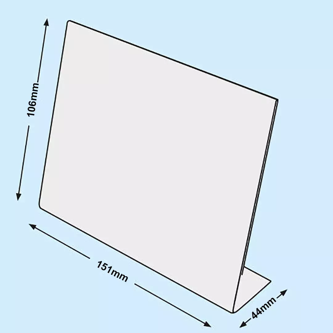 legatoria PortaLocandinaPlexiglass, DaTavoloMonofacciale, A6orizzontale, 105x148mm PortaCartello TRASPARENTE, in Plexiglass da 1,5mm, formato A6 (106x151mm) a disposizione orizzontale.