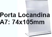 legatoria PortaLocandinaPlexiglass, DaTavoloMonofacciale, A7verticale, 74x105mm PortaCartello TRASPARENTE, in Plexiglass da 1,5mm, formato A7 (75x106 mm) a disposizione verticale.