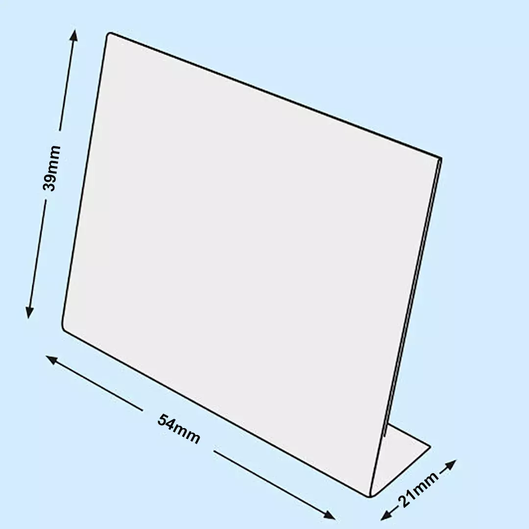 legatoria PortaLocandinaPlexiglass, DaTavoloMonofacciale, A9orizzontale, 37x52mm PortaCartello TRASPARENTE, in Plexiglass da 1,5mm, formato A9 (39x54mm) a disposizione orizzontale.