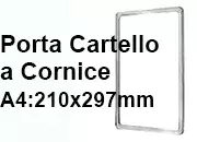 legatoria CornicePerLocandina, A4(210x297mm), TRASPARENTE Cornici di Plastica per cartelli o locandine. Dimensioni esterne 212x303mm, dimensioni riquadro interno 190x280mm. Angoli arrotondati..