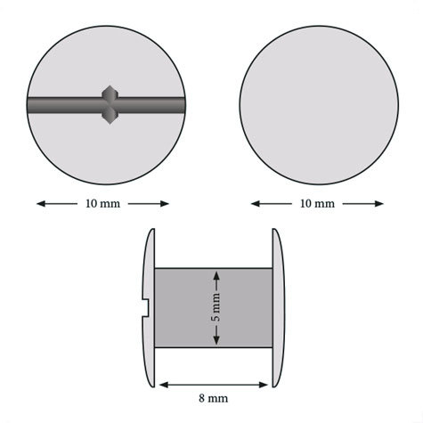 legatoria Viti sepolte rilegatura, NICHELATE, 8mm lunghezza mm 8, testa diametro 10mm, tubetto diametro 5mm, una testa fissa ed una mobile. La testa mobile ha intaglio a cacciavite e a croce. Per lunghezza, si intende la distanza INTERNA tra le due teste, che corrisponde allo spessore del volume da rilegare.