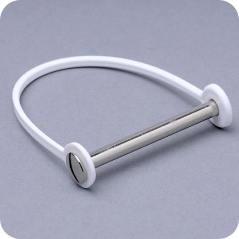 legatoria Maniglie viti sepolte, plastica. BIANCO maniglia lunga 135mm, con attacco ad occhiello, da integrare alle viti sepolte per rilegatura.