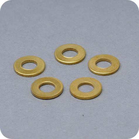 legatoria Rondelle viti sepolte, OTTONATE, 10mm diametro esterno 10mm, diametro interno 5,5mm, spessore 1 mm, per compensare la lunghezza della vite.