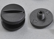 legatoria Viti sepolte rilegatura. plastica 3.5mm  NERO, lunghezza mm 3,5, diametro testa 12mm, diametro tubetto 5mm, una testa fissa ed una mobile, LVI6103. Per lunghezza, si intende la distanza INTERNA tra le due teste, che corrisponde allo spessore del volume da rilegare leg503