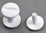 legatoria Viti sepolte rilegatura, plastica 12mm  BIANCO, lunghezza mm 12, diametro testa 12mm, diametro tubetto 5mm, una testa fissa ed una mobile, LV6012. Per lunghezza, si intende la distanza INTERNA tra le due teste, che corrisponde allo spessore del volume da rilegare.