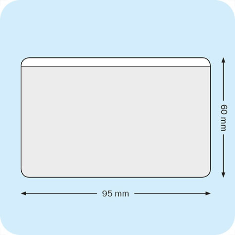 legatoria Portabiglietti da visita adesivo 95x60mm Per biglietti 90x48mm Business Card Pocket in vinile trasparente 120micron, apertura sul lato lungo, il foglio frontale  ribassato e il retro  autoadesivo, buffetti0476pb000, s310711, 3el10711..