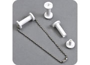 legatoria Viti sepolte forate BIANCHE 15mm  lunghezza 15 mm, diametro testa 12mm, diametro tubetto 6mm, foro interno 3mm, una testa fissa ed una mobile. Per lunghezza, si intende la distanza INTERNA tra le due teste, che corrisponde allo spessore del volume da rilegare leg538