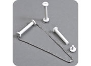 legatoria Viti sepolte forate BIANCHE 20mm  lunghezza 20 mm, diametro testa 12mm, diametro tubetto 6mm, foro interno 3mm, una testa fissa ed una mobile. Per lunghezza, si intende la distanza INTERNA tra le due teste, che corrisponde allo spessore del volume da rilegare.