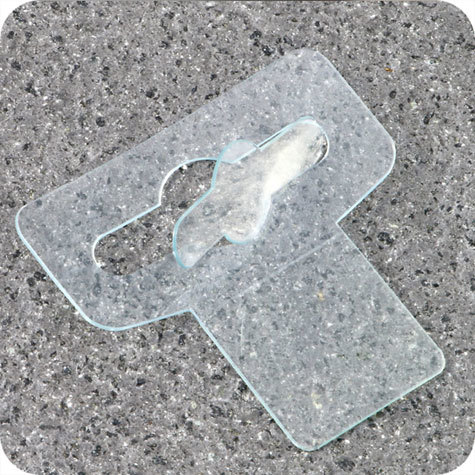 legatoria Appendini trasparenti autoadesivi per blister 40x45mm foratura standard europea a T, in PET da 400micron, per oggetti fino a 400 grammi. In rotolo.