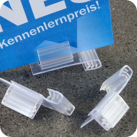 legatoria Porta cartellino per binari TRASPARENTE, in plastica, 20x38mm, angolo di 90 gradi.
