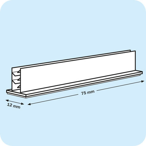 legatoria Porta cartellino autoadesivo 75x120mm TRASPARENTE, angolo di 90 gradi. Con base autoadesiva in schiuma di polietilene.
