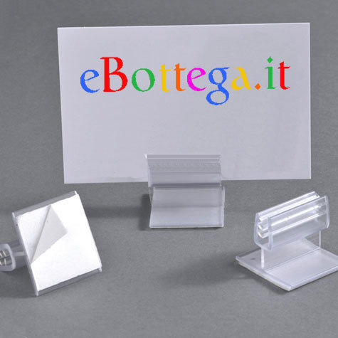 legatoria Porta cartellino autoadesivo flessibile 25x25mm TRASPARENTE, angolo di 90 gradi. Con base autoadesiva in schiuma di polietilene.