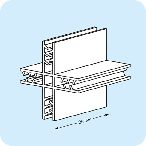 legatoria Elemento di congiunzione a croce, 25mm TRASPARENTE, connessione a 4 vie, angolo a 90 gradi.
