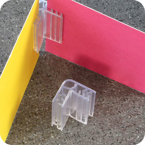 legatoria Elemento di congiunzione a L, 25mm TRASPARENTE, connessione a 2 vie, angolo a 90 gradi.