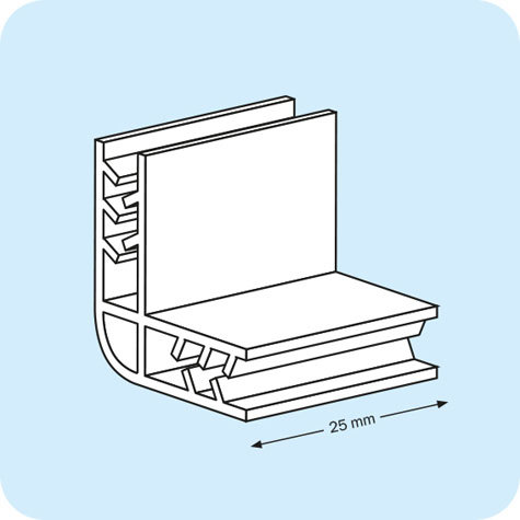 legatoria Elemento di congiunzione a L, 25mm TRASPARENTE, connessione a 2 vie, angolo a 90 gradi.
