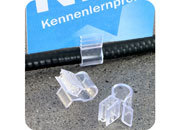 legatoria Porta cartellino per tondini TRASPARENTE, larghezza 13mm, per fissare cartellini su ceste in filo metallico o su cavi a sezione rotonda leg608