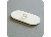 legatoria Basetta autoadesive con occhiello, 20x40mm BIANCO, in plastica bianca, sezione rettangolare.