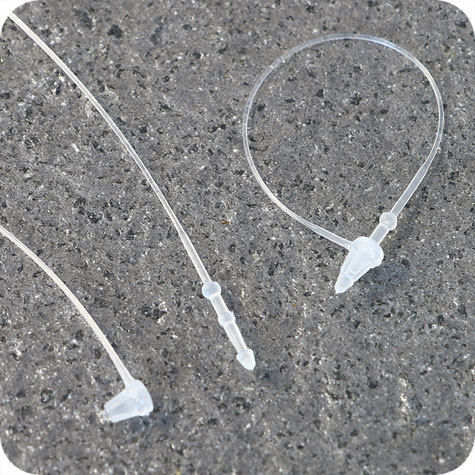 legatoria Fili di sicurezza in polipropilene, 125mm TRASPARENTE. Consentono di attaccare etichette e cartellini senza lausilio di pistola sparafili, sono rimovibili solo strappandoli.