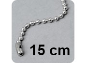 legatoria Catena a sfere, lunghezza 15cm ACCIAIO INOX INOSSIDABILE, diametro sfere 2,4mm, con connettore di chiusura.