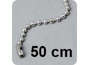 legatoria Catena a sfere, lunghezza 50cm ACCIAIO INOX INOSSIDABILE, diametro sfere 2,4mm, con connettore di chiusura.