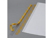legatoria Dorsetto. dorsino rilegafogli autoadesivo. 29.7cm TRASPARENTE, lunghezza 29,7cm, rilega fino a 1mm (da 1 a 10 fogli da 80 grammi x mq), in PVC rigido. La striscia adesiva � posta sul retro del dorsetto.