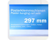 legatoria Listelli appendi poster in PVC, 297mm TRASPARENTE. In PCV rigido, spessore 13mm, consiste in una coppia di listelli (superiore ed inferiore). Il listello superiore e dotato di un gancio per l’appensione leg708