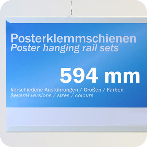 legatoria Listelli appendi poster in PVC, 594mm BIANCO. In PCV rigido, spessore 13mm, consiste in una coppia di listelli (superiore ed inferiore). Il listello superiore e dotato di due ganci per l’appensione.