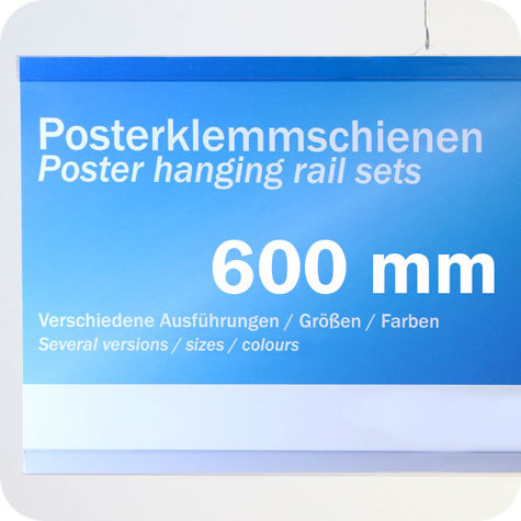 legatoria Listelli appendi poster in PVC, 600mm TRASPARENTE. In PCV rigido, spessore 13mm, consiste in una coppia di listelli (superiore ed inferiore). Il listello superiore e dotato di due ganci per l&rsquo;appensione.