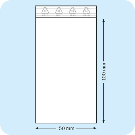 legatoria Sacchetti richiudibili (minigrip), 50x100mm TRASPARENTE, in polietilene da 50 micron, aperti sul lato corto, con zip di chiusura.