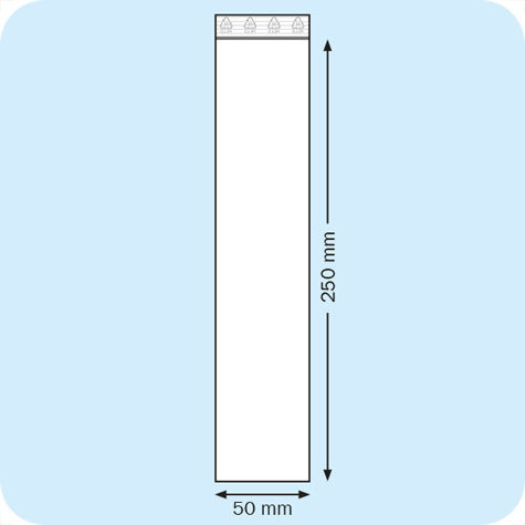 legatoria Sacchetti richiudibili (minigrip), 50x250mm TRASPARENTE, in polietilene da 50 micron, aperti sul lato corto, con zip di chiusura.