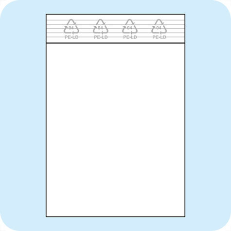 legatoria Sacchetti richiudibili (minigrip), 75x90mm TRASPARENTE, in polietilene da 50 micron, aperti sul lato corto, con zip di chiusura.