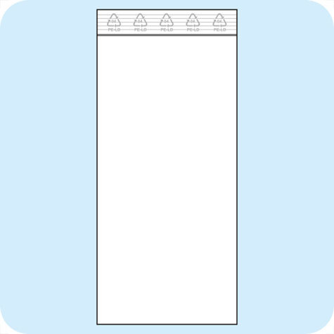 legatoria Sacchetti richiudibili (minigrip), 85x180mm TRASPARENTE, in polietilene da 50 micron, aperti sul lato corto, con zip di chiusura.