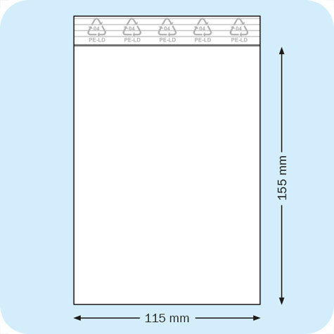 legatoria Sacchetti richiudibili (minigrip), 115x155mm TRASPARENTE, in polietilene da 50 micron, aperti sul lato corto, con zip di chiusura.