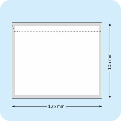 legatoria Buste per spedizioni autoadesive 131x109mm per formato A7, TRASPARENTE, neutra, non stampata, apertura sul lato lungo.