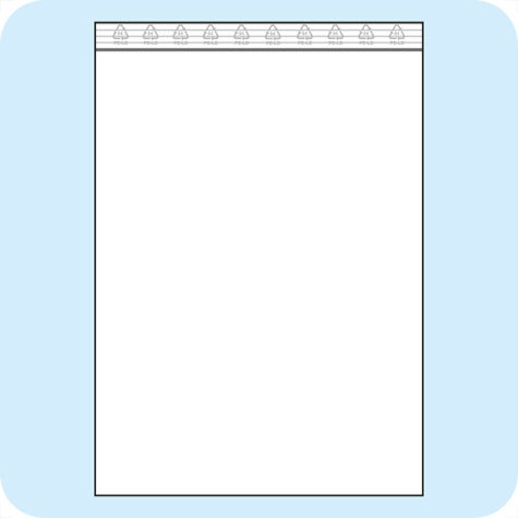 legatoria Sacchetti richiudibili (minigrip), 400x500mm TRASPARENTE, in polietilene da 50 micron, aperti sul lato corto, con zip di chiusura.