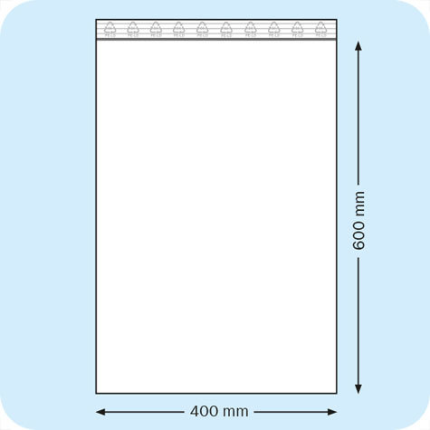 legatoria Sacchetti richiudibili (minigrip), 400x600mm TRASPARENTE, in polietilene da 50 micron, aperti sul lato corto, con zip di chiusura.