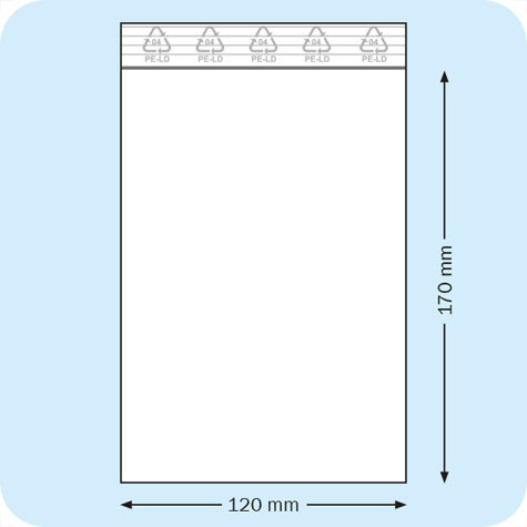 legatoria Sacchetti richiudibili (minigrip), 120x170mm TRASPARENTE, in polietilene pesante da 90 micron, aperti sul lato corto, con zip di chiusura.