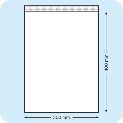legatoria Sacchetti richiudibili (minigrip), 300x400mm TRASPARENTE, in polietilene pesante da 90 micron, aperti sul lato corto, con zip di chiusura.