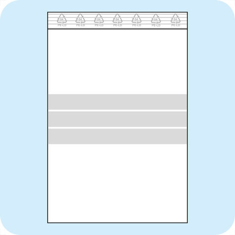 legatoria Sacchetti richiudibili (minigrip), con etichetta, 160x220mm TRASPARENTE, in polietilene pesante da 90 micron, aperti sul lato corto, con zip di chiusura. Con 3 fasce bianche adatte alla scrittura manuale per etichettatura.