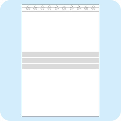 legatoria Sacchetti richiudibili (minigrip), con etichetta, 300x400mm TRASPARENTE, in polietilene pesante da 90 micron, aperti sul lato corto, con zip di chiusura. Con 3 fasce bianche adatte alla scrittura manuale per etichettatura.