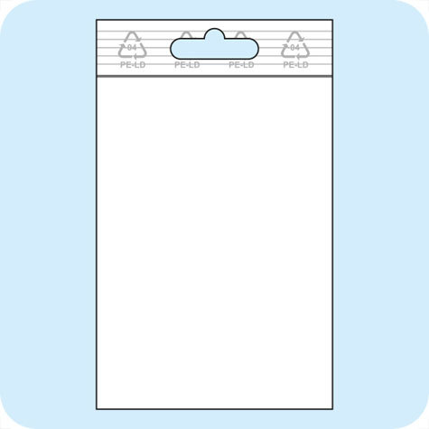 legatoria Sacchetti richiudibili (minigrip), appendibili, 80x120mm TRASPARENTE, in polietilene pesante da 90 micron, aperti sul lato corto, con zip di chiusura. Con perforazione standard europea per essere appesi nei porta blister.