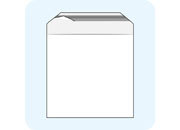 legatoria Sacchetto con chiusura autoadesiva, 200x200mm TRASPARENTE, in polietilene da 50 micron, con patella da 50mm e banda autoadesiva di chiusura sul lato corto, adatta anche per mailing.