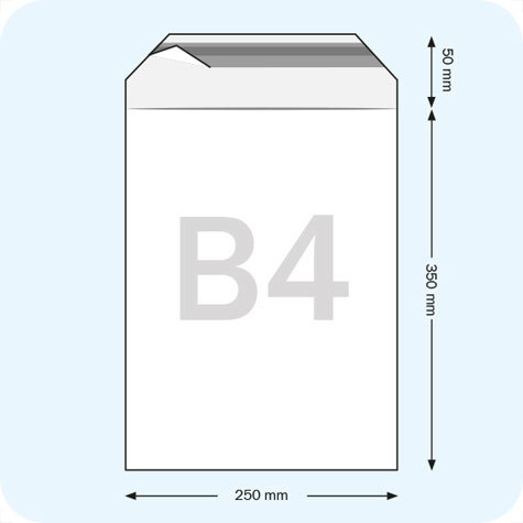 legatoria Sacchetto con chiusura autoadesiva, 250x350mm TRASPARENTE, in polietilene da 70 micron, con patella da 50mm e banda autoadesiva di chiusura sul lato corto, adatta anche per mailing.