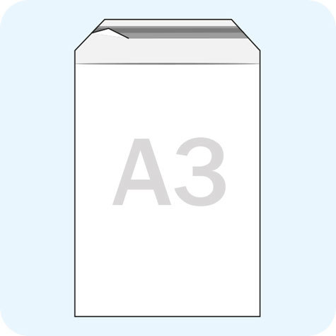 legatoria Sacchetto con chiusura autoadesiva, 310x440mm TRASPARENTE, in polietilene da 70 micron, con patella da 50mm e banda autoadesiva di chiusura sul lato corto, adatta anche per mailing.