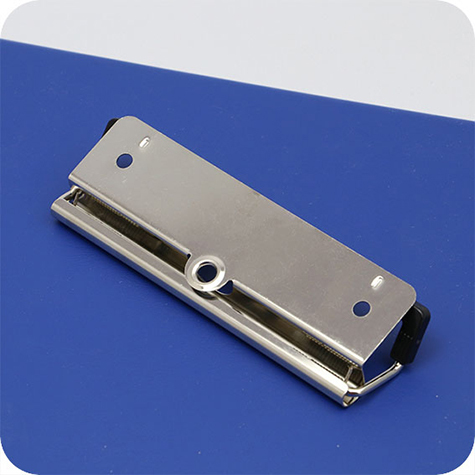 legatoria Molletta fermacarta 115x35mm. gommata NICHELATA, Angoli gommati, contiene fino a 100 fogli (10mm), interasse rivetti 87mm. rivetti non inclusi.