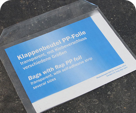 legatoria Sacchetto con chiusura autoadesiva, 229x114mm TRASPARENTE, in polipropilene da 100 micron, con patella da 30mm e banda autoadesiva di chiusura sul lato lungo, adatta anche per mailing.