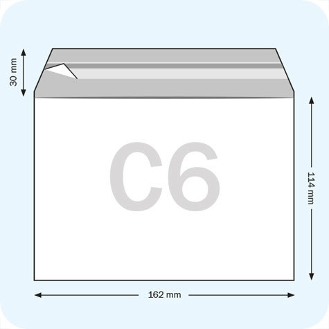 legatoria Sacchetto con chiusura autoadesiva, 162x114mm TRASPARENTE, in polipropilene da 100 micron, con patella da 30mm e banda autoadesiva di chiusura sul lato lungo, adatta anche per mailing.
